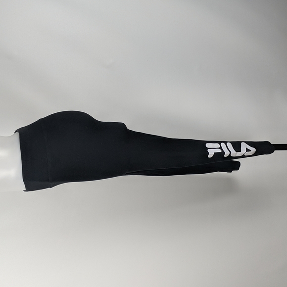 Fila Womens Tights Size 8 Black White Logo Full Length Gym Running Athletic Wear - Picture 4 of 9